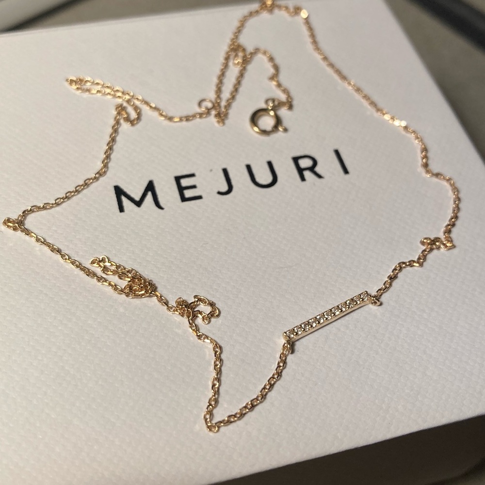 LIKE NEW - Mejuri Diamonds Line Necklace, 14k Yellow Gold
